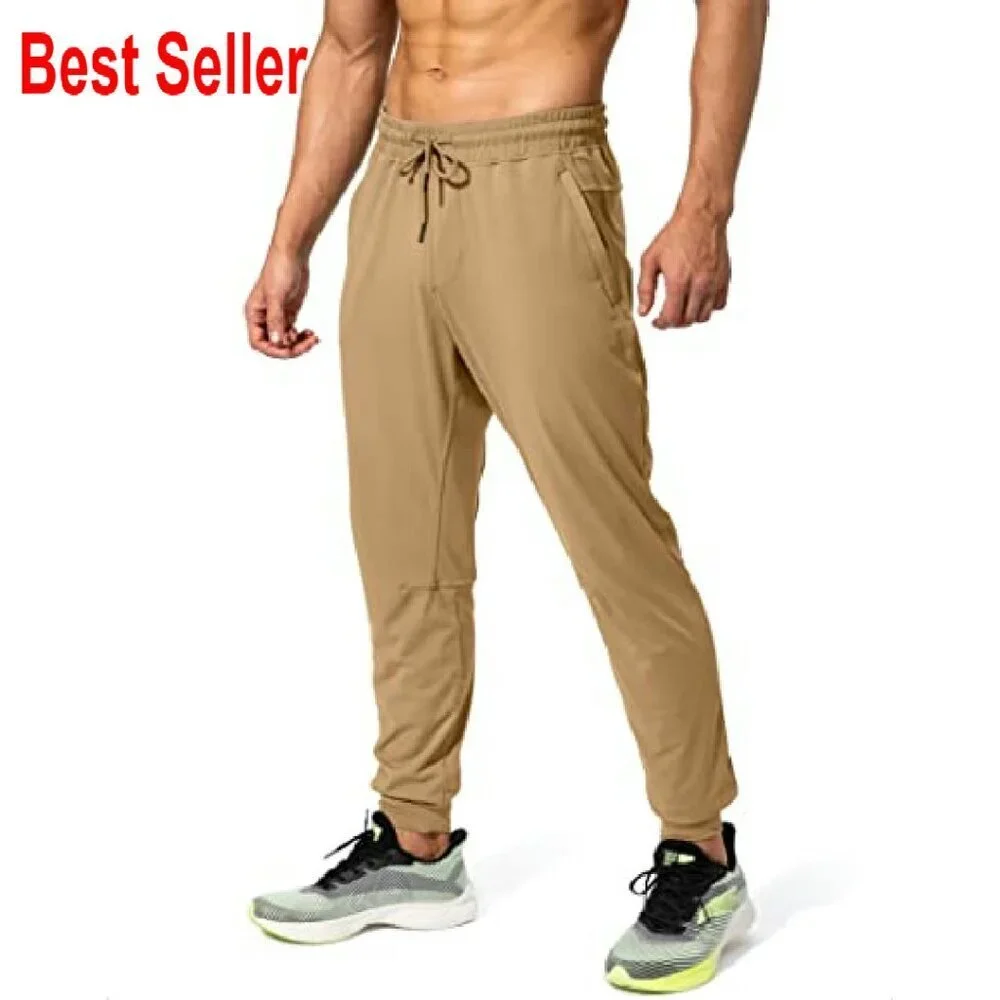 Men's Athletic Sweatpants with Zipper Pockets Tapered Fit Joggers